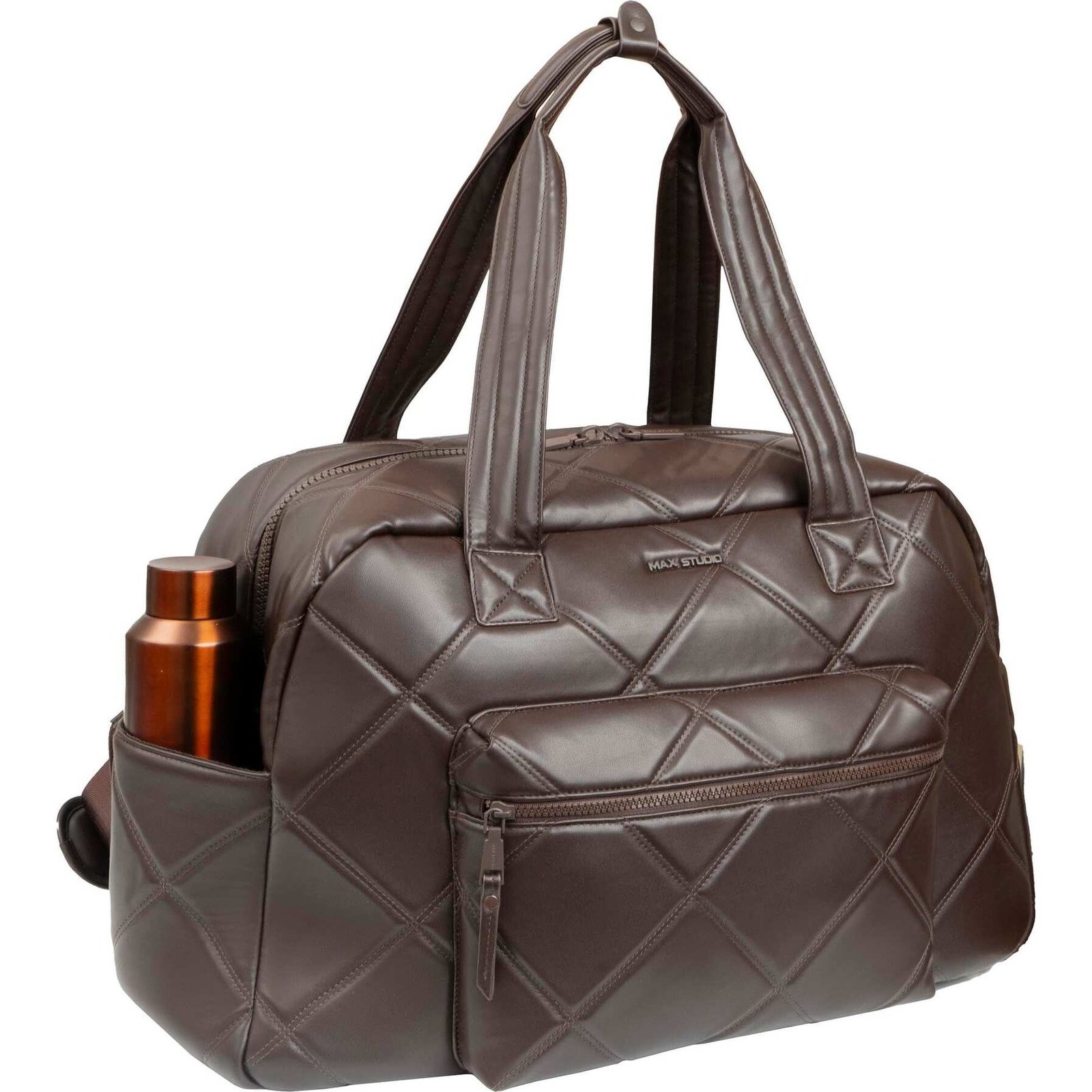 MAX STUDIO Large Canvas Duffle Bag in Natural Tan