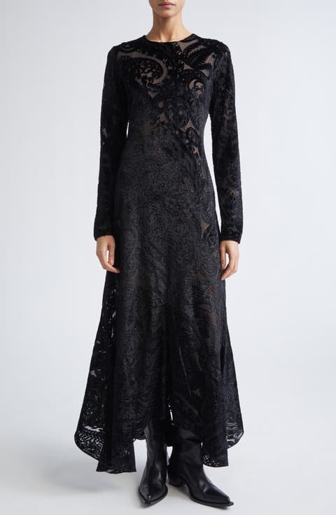 MAX Studio Black Lace Long Sleeve Midi Dress