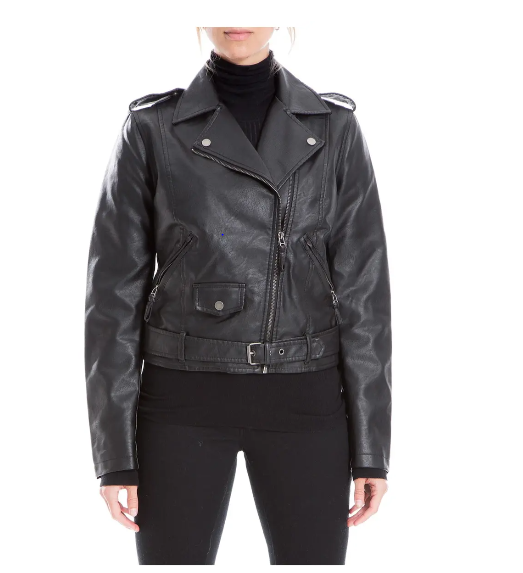 MAX Studio Classic Moto Leather Jacket Black