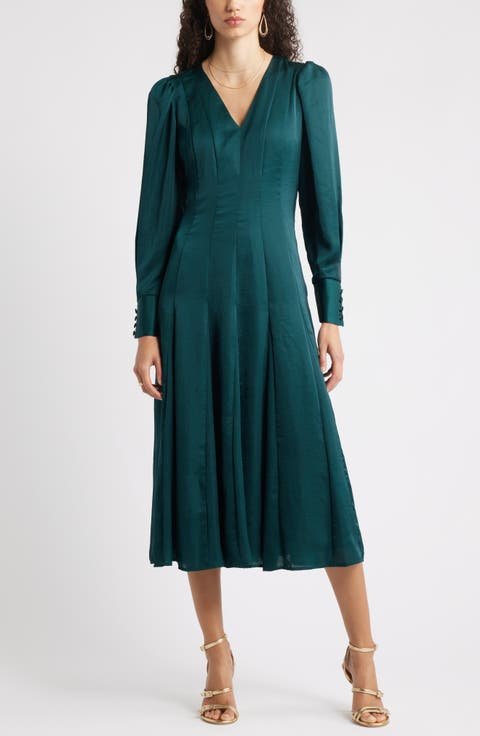 MAX Studio Long Sleeve Green Wrap Dress