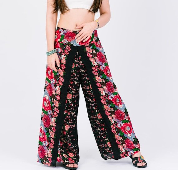 MAX Studio Palazzo Pants in Black Floral Print
