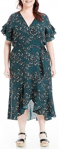 MAX Studio Plus Size Wrap Dress in Navy Floral Print
