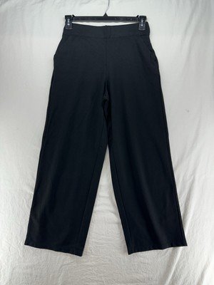 MAX Studio Ponte Cropped Wide Leg Pants Black Professional