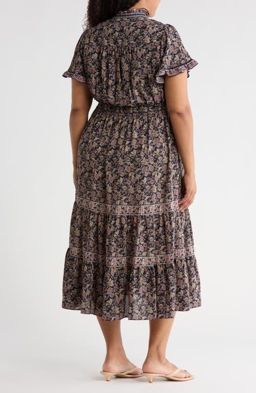 MAX Studio Sleeveless Crepe Tiered Maxi Dress Floral Print