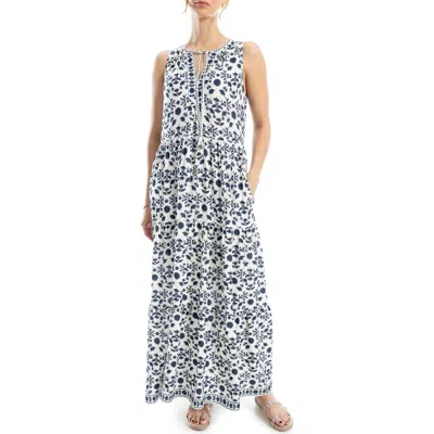 MAX Studio Sleeveless Tiered Maxi Dress in Navy