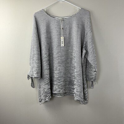 MAX Studio Three Quarter Sleeve Striped T Shirt